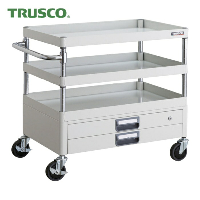 トラスコ TRUSCO 手道具手押し車 アリゾナ州の州都手押し車 省音 750X500XH740 2段引出付 白いこと (1台) PEW-773X-W