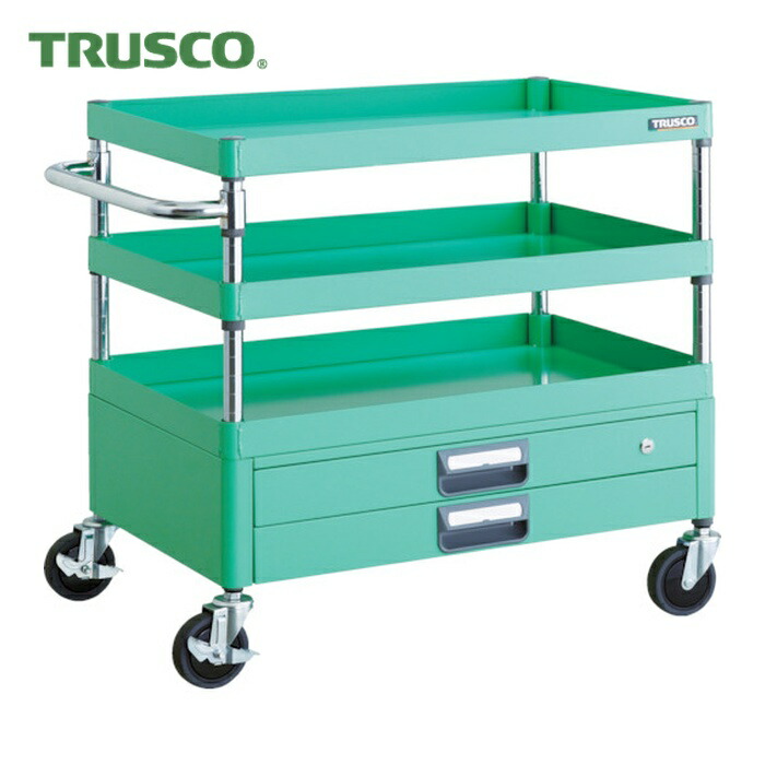 トラスコ TRUSCO 手道具手押し車 アリゾナ州の州都手押し車 省音 750X500XH740 2段引出付 若い者緑であること (1台) PEW-773X-YG
