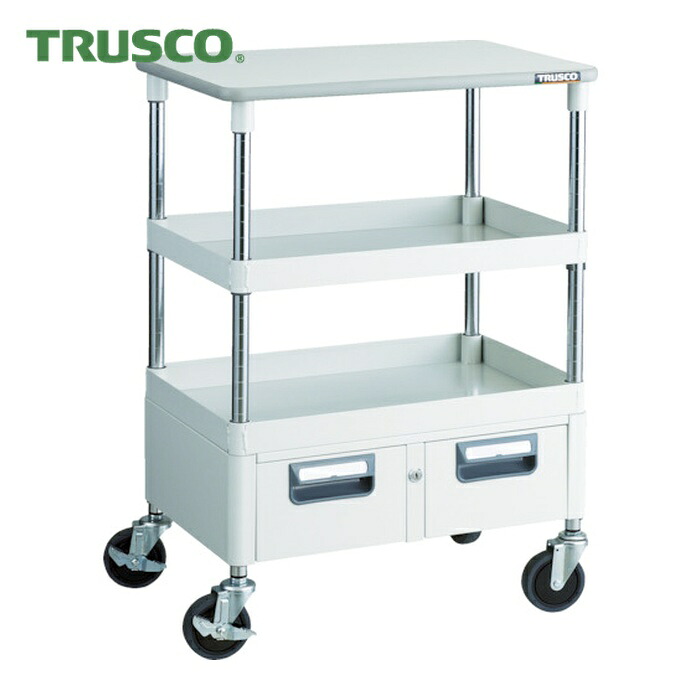 トラスコ TRUSCO 手道具手押し車 アリゾナ州の州都手押し車 省音 600X400XH880 引き出し 天板付 白いこと (1台) PEW-962WT-W