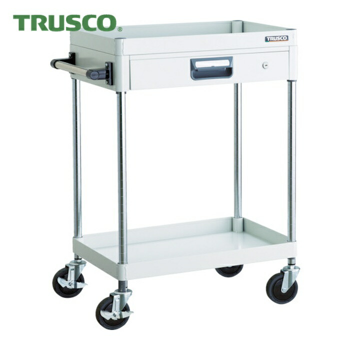 トラスコ TRUSCO ツールワゴン フェニックスワゴン 省音 600X400 薄型1段引出付 ホワイト (1台) PEW-962Z-W