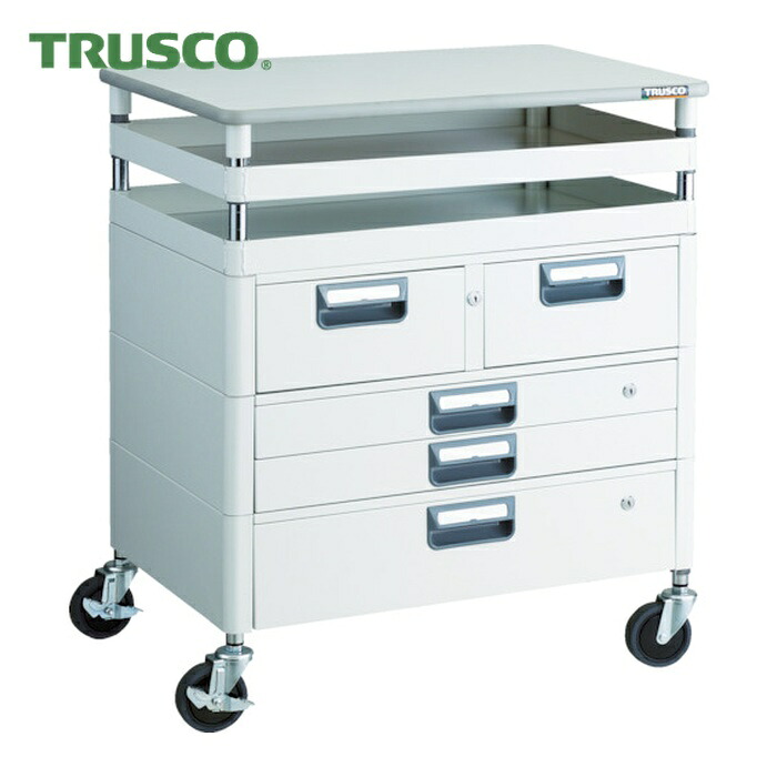 トラスコ TRUSCO 物の具手押し車 アリゾナ州の州都手押し車 抗菌 省音 750X500XH880 抽き出し 天板付 白いこと (1台) PEW-972VXWT-W