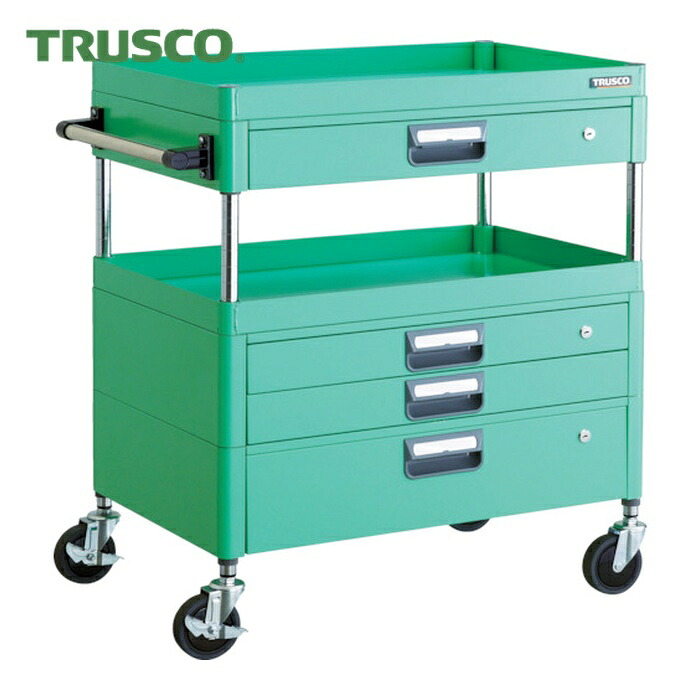 トラスコ TRUSCO ツールワゴン フェニックスワゴン 省音 750X500XH880 引出付 ヤンググリーン (1台) PEW-972VXZ-YG|工具ランドこだわり館