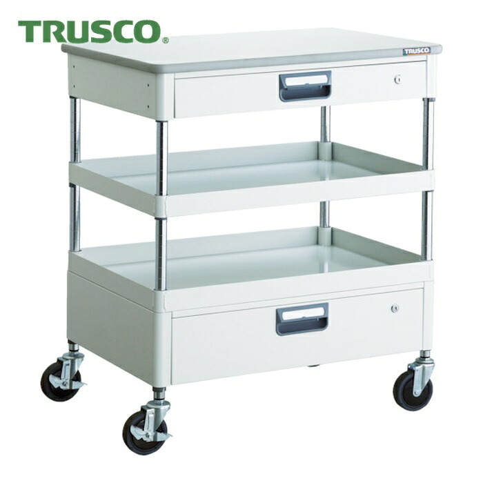 トラスコ TRUSCO 物の具手押し車 アリゾナ州の州都手押し車 省音 750X500XH880 抽き出し 天板付 白いこと (1台) PEW-972VZT-W DIY・工具-工具収納用品