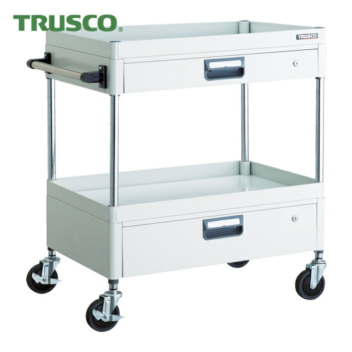 トラスコ TRUSCO ツールワゴン フェニックスワゴン 省音 750X500XH880 引出付 ホワイト (1台) PEW-972VZ-W