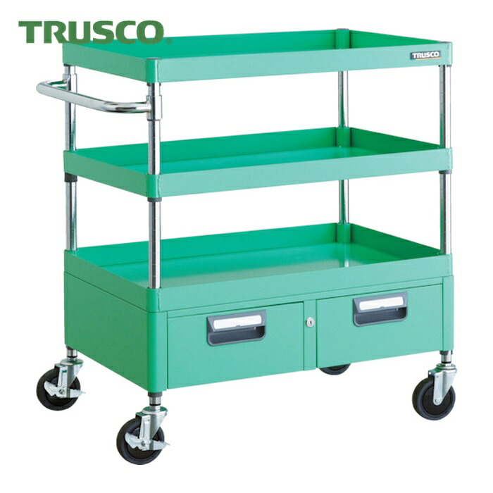 トラスコ TRUSCO ツールワゴン フェニックスワゴン 省音 750X500XH880 2列引出付 ヤンググリーン (1台) PEW-973W-YG 34,060円
