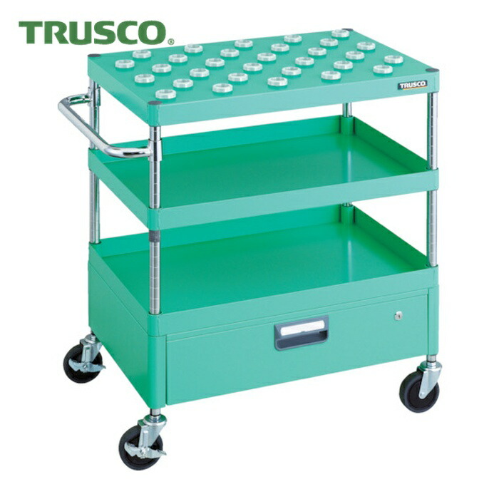トラスコ TRUSCO ツールワゴン フェニックスワゴン 省音 750X500 1段引出付 BT-30 ヤンググリーン (1台) PEW-TL972CV-YG