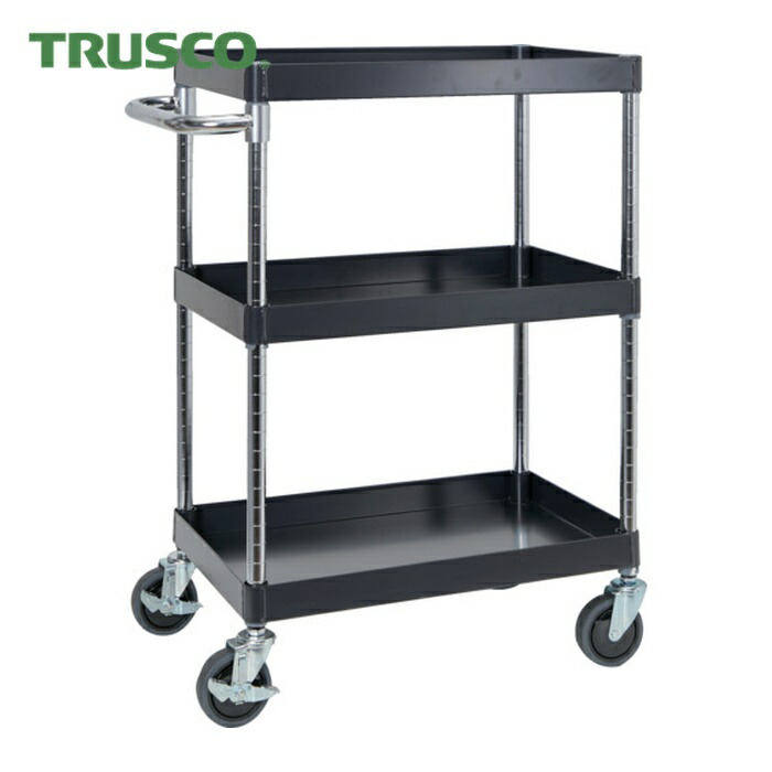 トラスコ TRUSCO 物の具手押し車 アリゾナ州の州都手押し車  750X500 3段 Φ75天然ゴム拷問台 黒いこと (1台) PEW-973-G75-BK