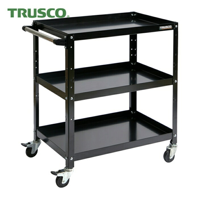 トラスコ TRUSCO 物の具手押し車 ラビットワゴン 700×450 手持ち部分付 天然ゴム拷問台 黒いこと (1台) RBW-873H BK