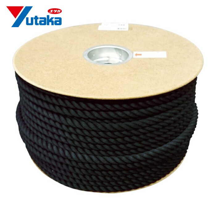 ユタカメイク ポリエステル荷縄 膜鳴楽器巻 12φ×100m 黒 (1巻) PRS-61