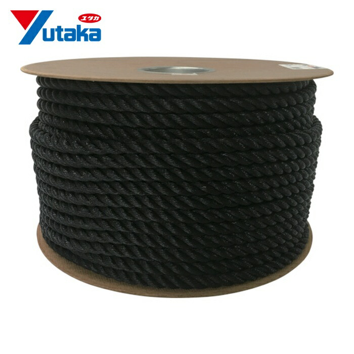 ユタカメイク ポリエチレンロープドラム巻 12mm×100m ブラック (1巻) PRE-64