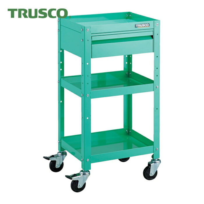 トラスコ TRUSCO ツールワゴン ラビットワゴン 400X350 引出1段付 ゴム車輪 ヤンググリーン (1台) RBW-843V YG|工具ランドこだわり館