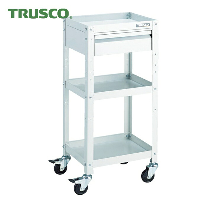 トラスコ TRUSCO ツールワゴン ラビットワゴン 400X350 引出1段付 ゴム車輪 ホワイト (1台) RBW-943V W|工具ランドこだわり館