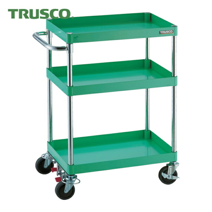 トラスコ TRUSCO ツールワゴン フェニックスワゴン 省音 750X500 S付 ヤンググリーン (1台) PEW-973-B-YG