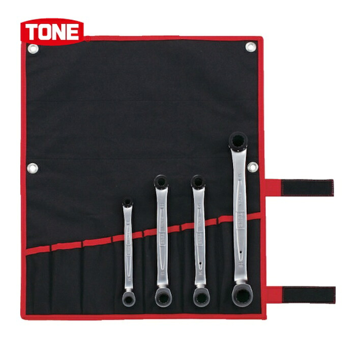 TONE トネ RM75A400 75度両頭ラチェットめがねレンチセット(深穴タイプ) (1S)|工具ランドこだわり館