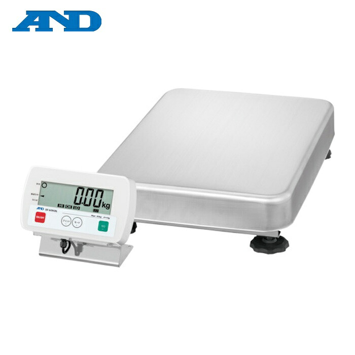 A&D エーアンドディ SE60KBL 防塵・防水デジタル台はかり SEシリーズ(セパレート型・ポールなし) ひょう量60kg 最小表示10g 計量皿寸法W390×D530mm (1台)