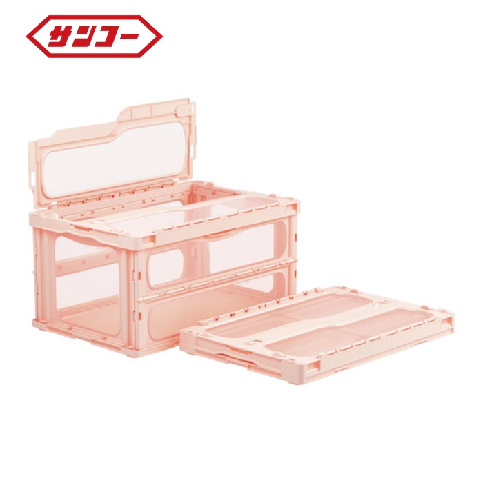 サンコー 三甲 フタ一体型折りたたみコンテナー 559180 マドコンライトC-75B ピンク (1個) SKMLO-C-75B-PNK｜工具ランドこだわり館