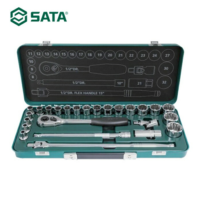 SATA ST09092ME-12 12角ソケット鍵書き割り 差込角12.7粍(25点) (1S)