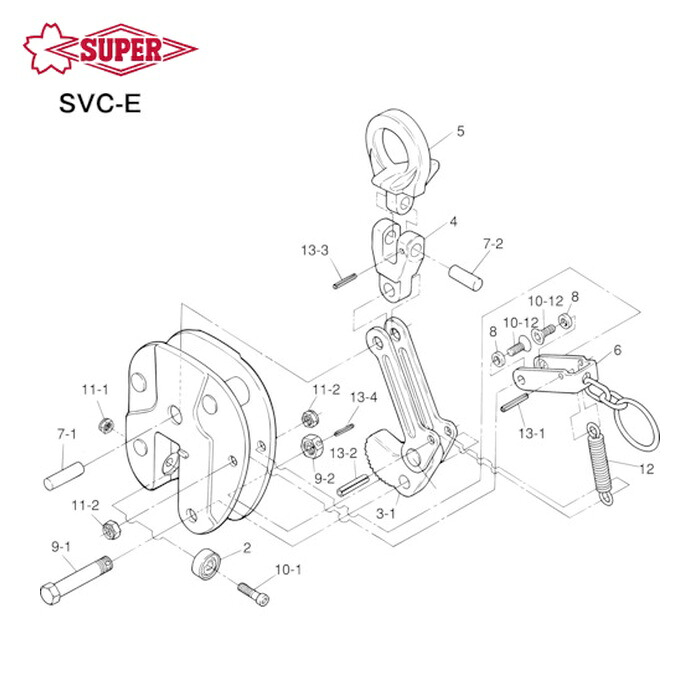 スーパーツール SVT1.5E 立吊クランプ(SVC-E)用カム仕掛ける (1S)