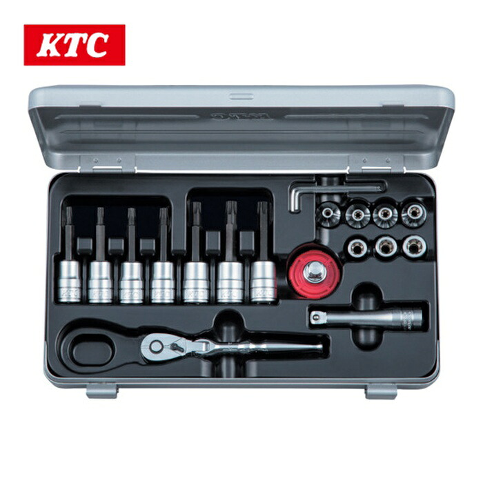 KTC 京都機械工具 TBT319HTX 9.5sq.T型いじり打ち切りトルクスビットソケットE型トルクスレンチセット (1S)