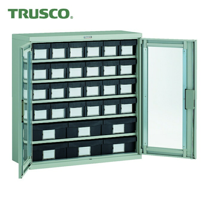トラスコ TRUSCO コンテナラックケース バンラックケース M型 両開き扉 導電引出小X24 大X6個 (1台) TD305M-24S6L