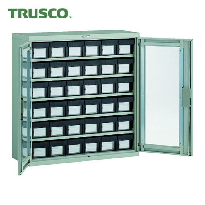 トラスコ TRUSCO コンテナラックケース バンラックケース M型 両開き扉 導電引出小X36個 (1台) TD305M-36S