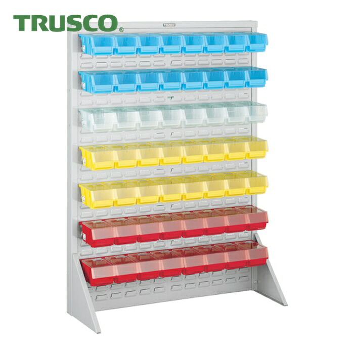 トラスコ TRUSCO パネルコンテナラック 910X320XH1240 小X56 フタ付 (1台) T-1256NF-AW 工具収納用品-その他