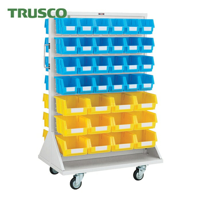 トラスコ TRUSCO パネルコンテナラック 910X600XH1420 両面式拷問台付 中X48 大X24 (1台) T-1234WN-C-AW