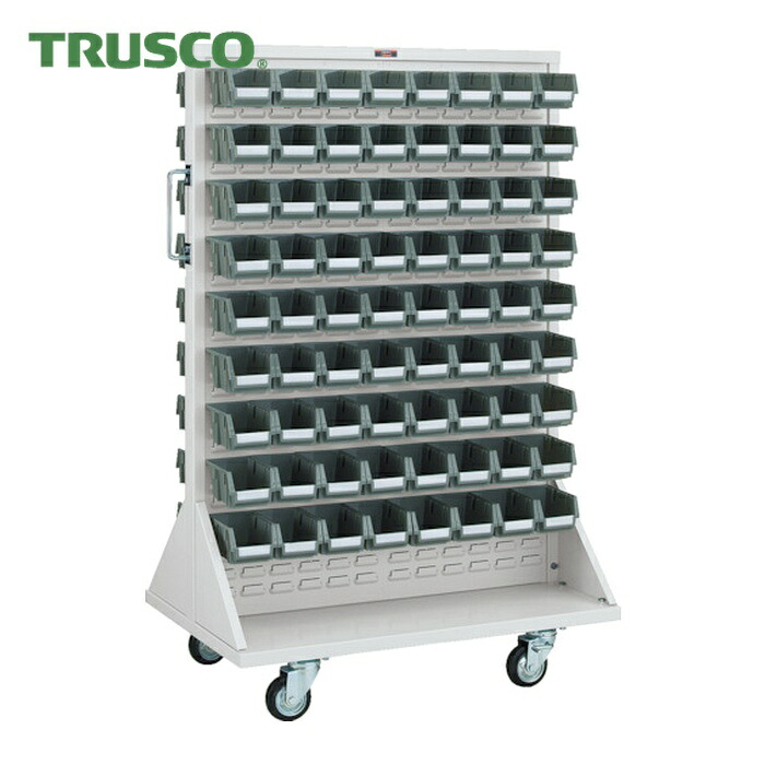 トラスコ TRUSCO パネルコンテナラック 910X600XH1420 両面式拷問台付 小X144 (1台) T-1272WN-C-AW