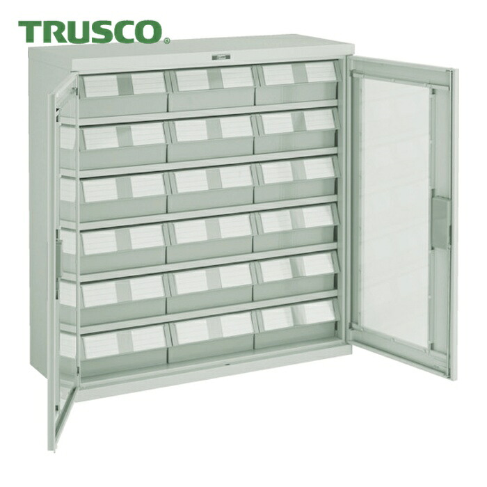 トラスコ TRUSCO コンテナラックケース バンラックケース M型 両開き扉 NG引出大X18個 (1台) T305M-N18L (NG)