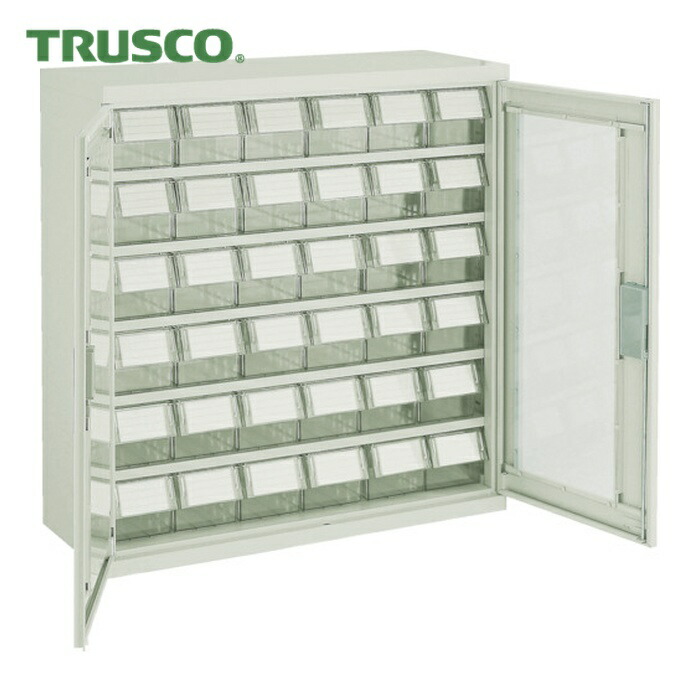 トラスコ TRUSCO コンテナラックケース バンラックケース L型 両開き扉 澄み切った引出小X36個 (1台) T305L-N36S (TM)