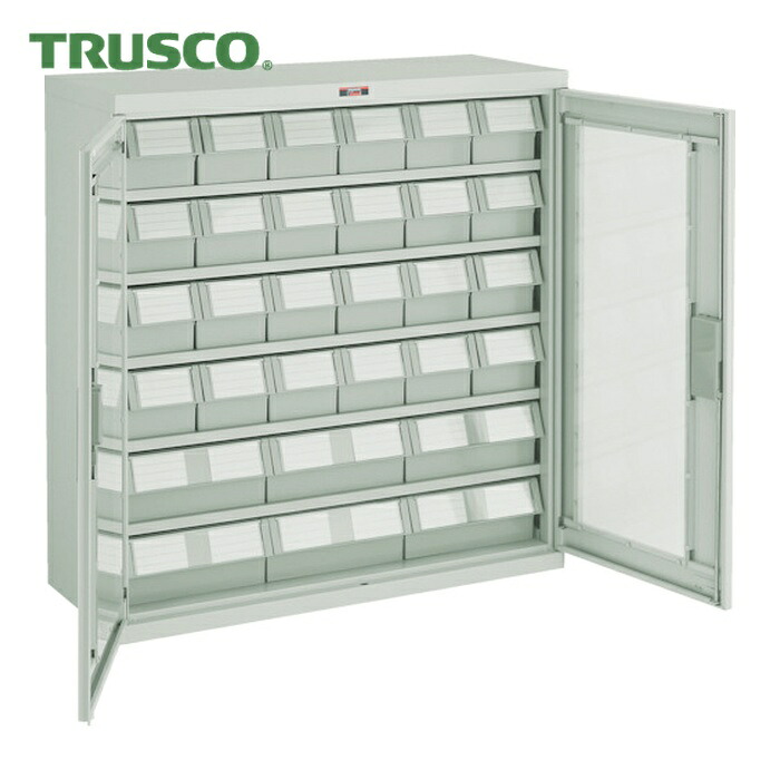 トラスコ TRUSCO コンテナラックケース バンラックケース L型 両開き扉 引出小X24 大X6個 (1台) T305L-N24S6L (NG)