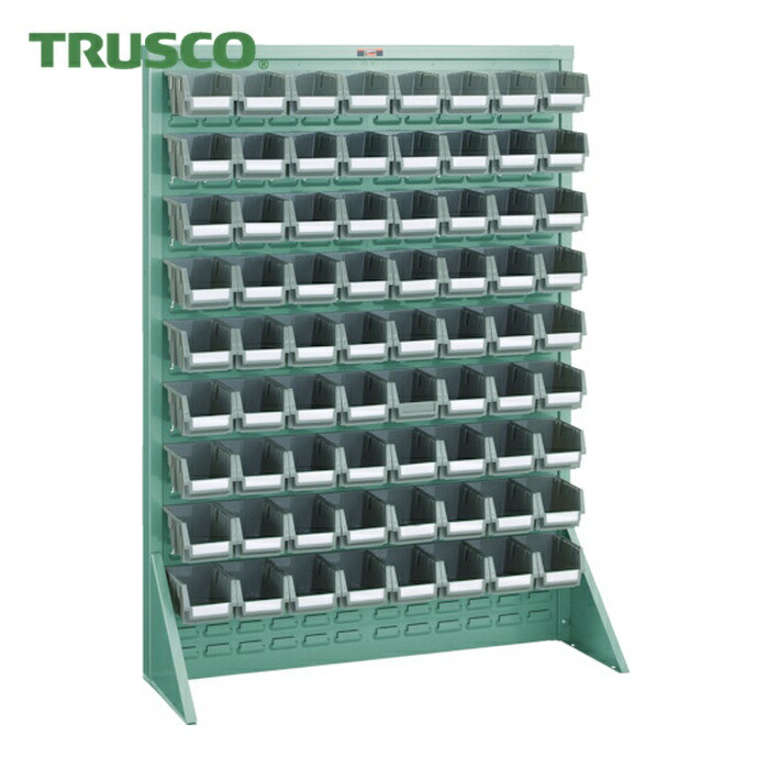 トラスコ TRUSCO パネルコンテナラック 床置型 入れもの小X72 (1台) T-1272N (GN)