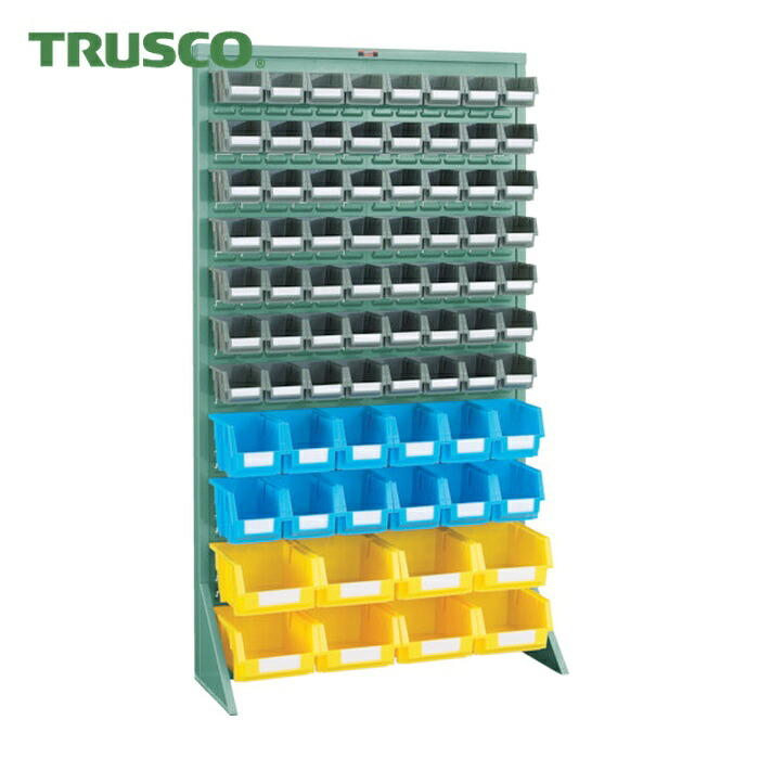 トラスコ TRUSCO パネルコンテナラック 床置型 コンテナ小X56中X12 大X8 (1台) T-16227N (GN)|工具ランドこだわり館