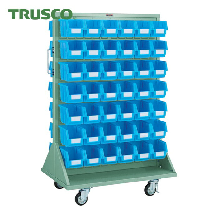 トラスコ TRUSCO パネルコンテナラック 両面式拷問台付 容れもの中X84 (1台) T-1242WN-C (GN)