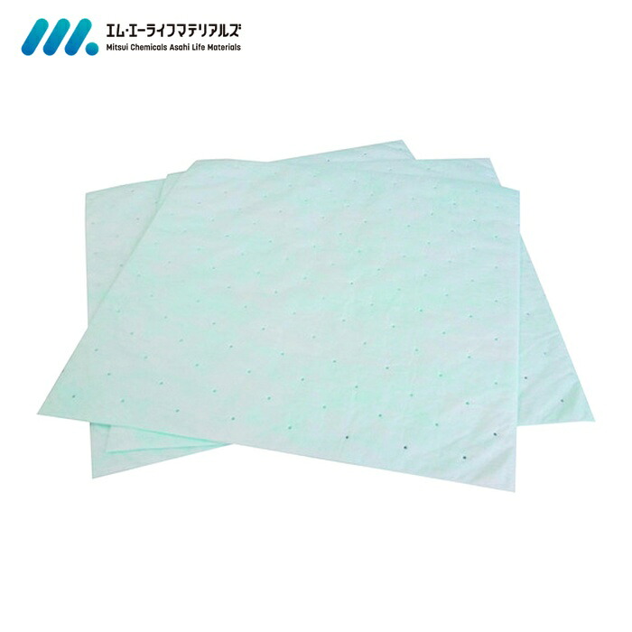 MAライフ 油吸着材 タフネルオイルブロッター マット状 親水タイプ 450×450mm 厚さ2mm(100枚入) (1箱) TA-45