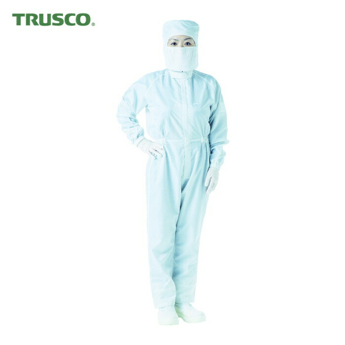 トラスコ TRUSCO 制電糸グリッド仕様フード付つなぎ服 ホワイト M (1着) TCOGF-W-M