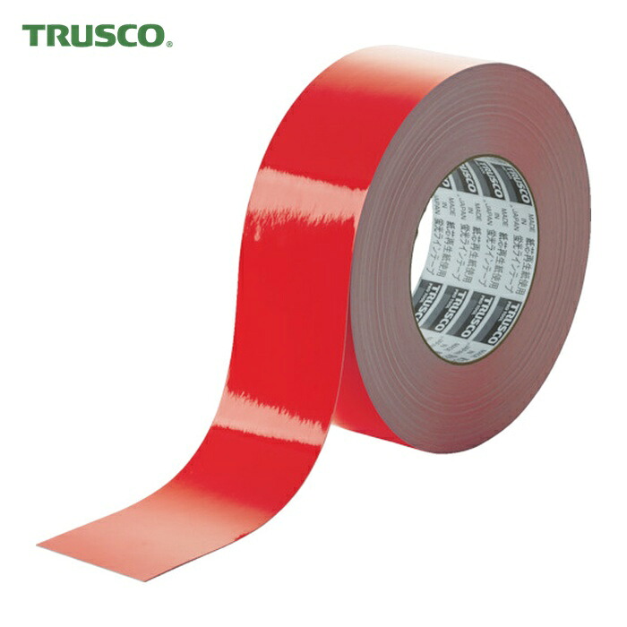 トラスコ TRUSCO 蛍光ラインテープ50mmx33m レッド (1巻) TLK-5033R