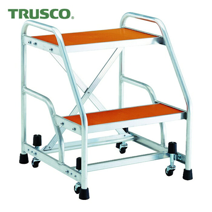 トラスコ TRUSCO アルミ製作業用踏台 マグネット保持キャスター付 高さ0.6m2段 (1台) TAF-92MG