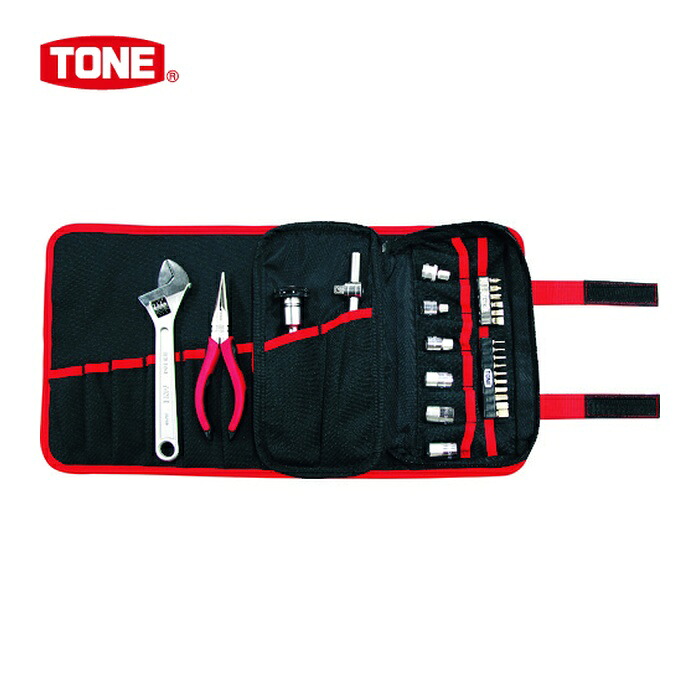 TONE トネ TSA3170 整備用工具セット ツールバッグセット レッド/ブラック 間口480&times;奥行265&times;高さ5mm (1S)｜工具ランドこだわり館