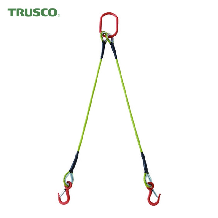トラスコ TRUSCO 2本吊玉掛ワイヤーロープスリング(色合い覆いかぶせる付)軽銀鍵を掛ける手合い 黄澄み切った2M 締め付ける押しかぶせる付 (1S) TWSP2P9S2WT