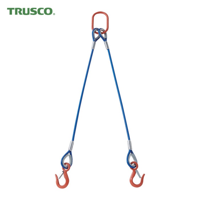 トラスコ TRUSCO 2本吊玉掛ワイヤーロープスリング(カラー被覆付)アルミロックタイプ 青透明2M (1S) TWSP2P12S2