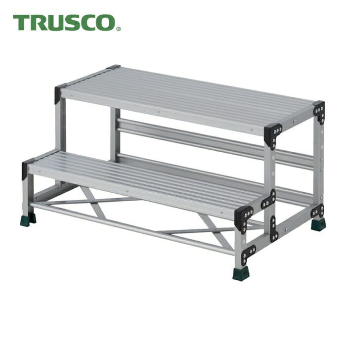 トラスコ TRUSCO 作業用踏台 2段 ステップ奥行200 高さ0.50m 天板1000X400 (1台) TSF-2105