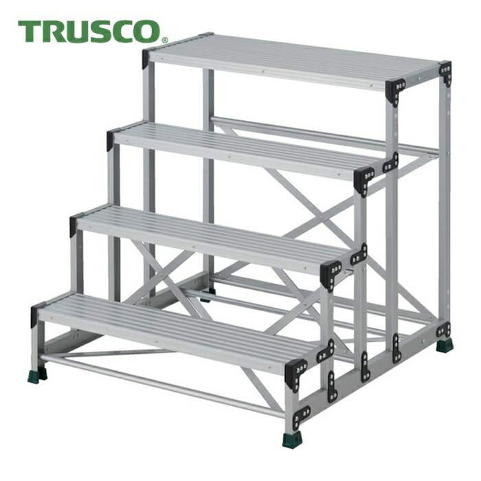 トラスコ TRUSCO やり方用踏台 4段  足取り奥ふかさ200 高さ1.0m 天板1000X400 (1台) TSF-41010