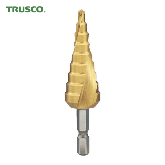 トラスコ TRUSCO 六角軸ステップドリル 2枚刃チタンコーティング 5~19mm (1本) TSDSC19
