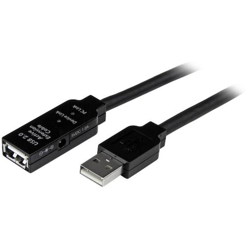 StarTech USB2AAEXT5M USBケーブル/A-A/5m/USB 2.0/アクティブ延長/オス・メス/BK (1箱)