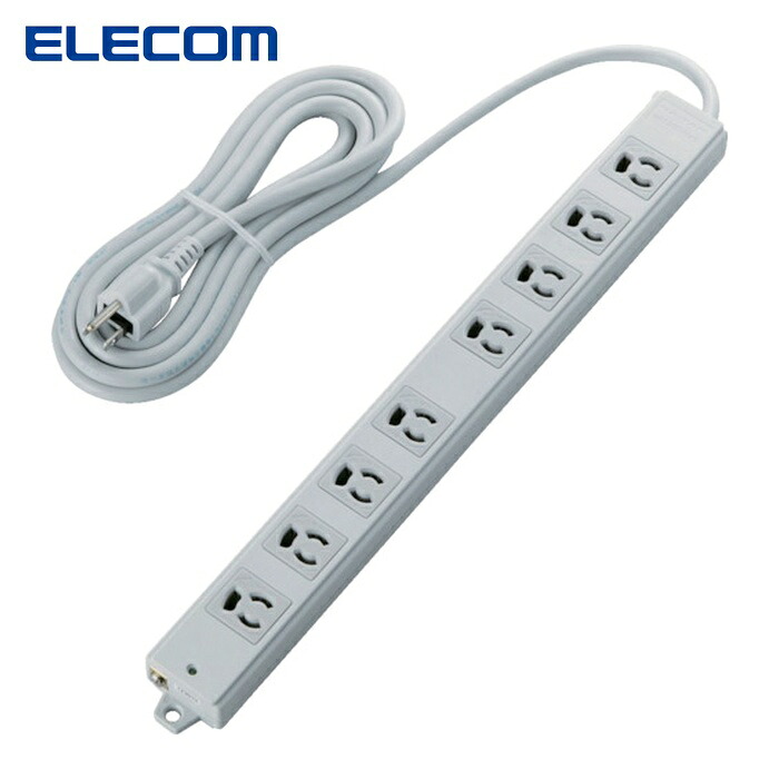 エレコム ELECOM T-WRMK3830LG/RS RoHS対応 工事用 8個口 3ピン 抜け止めタップ 雷サージ防止 3m (1個)