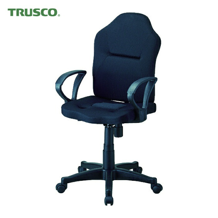 トラスコ TRUSCO オフィスチェア ダブルクッション 長時間椅子(肘掛付き) ブラック (1脚) TWCCAR-BK｜工具ランドこだわり館