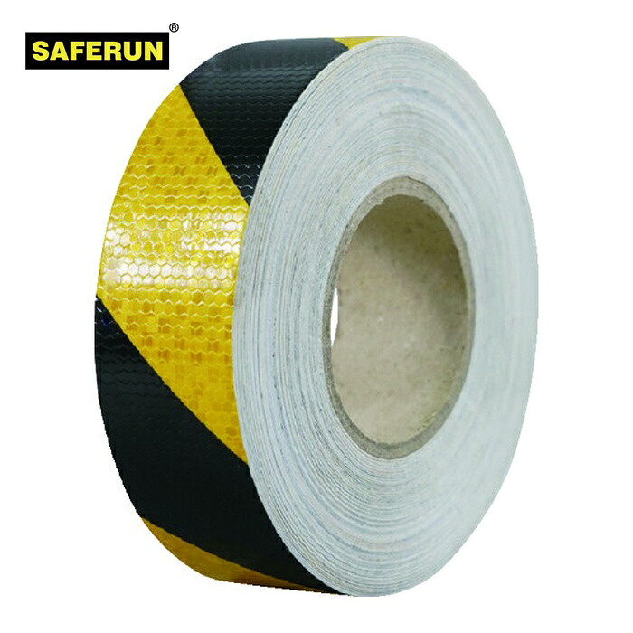 セーフラン SAFERUN 高輝度反射テープ 黄黒 幅50mm×50m (1巻) 14357