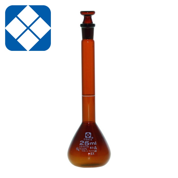 SIBATA 柴田科学 020070-25 メスフラスコ スーパーグレード 茶褐色 25mL (1本)