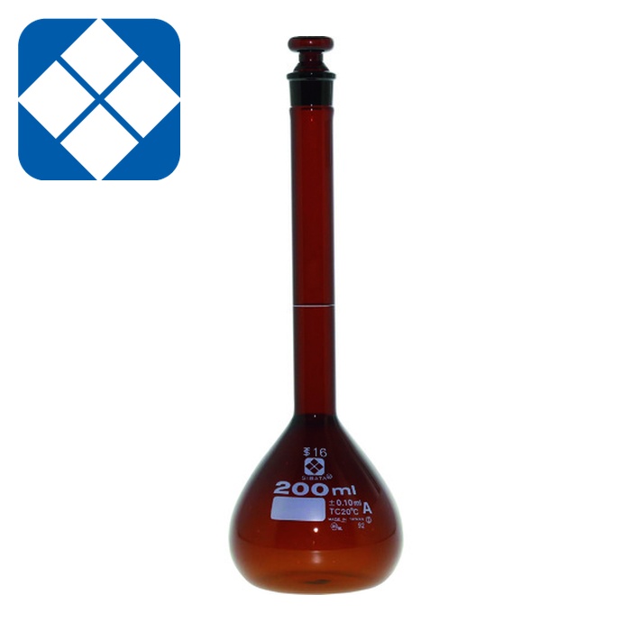 SIBATA 柴田科学 020070-200 メスフラスコ スーパーグレード 茶褐色 200mL (1本)